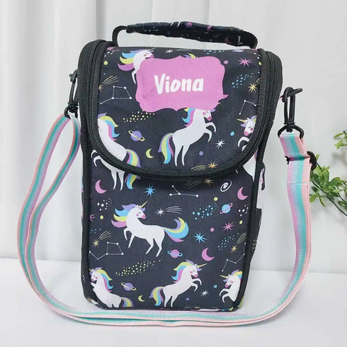 Personalised Printed Lunch Bag with Denim Waist Pouch Combo for Kids